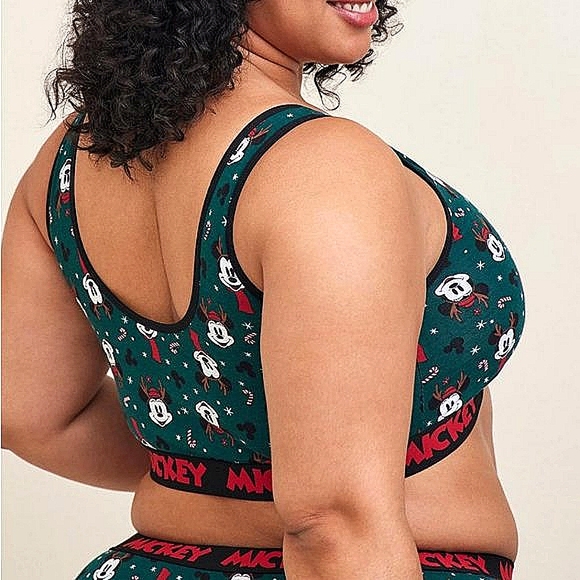❤️NWT VINTAGE TORRID BRA - DISNEY MICKEY MOUSE BRALETTE WIRELESS CHRISTMAS PRINT - Picture 3 of 9